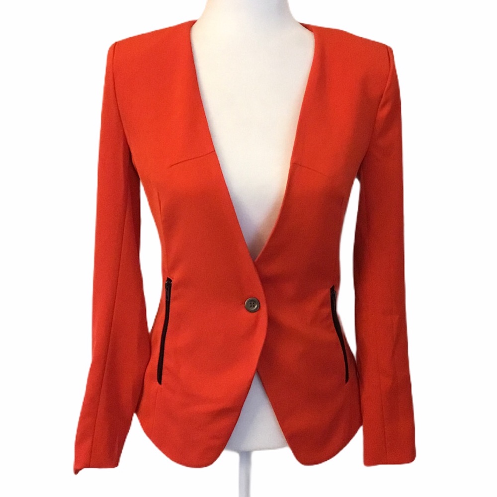 Akira Chicago Black Label Orange Hi-Lo Blazer S